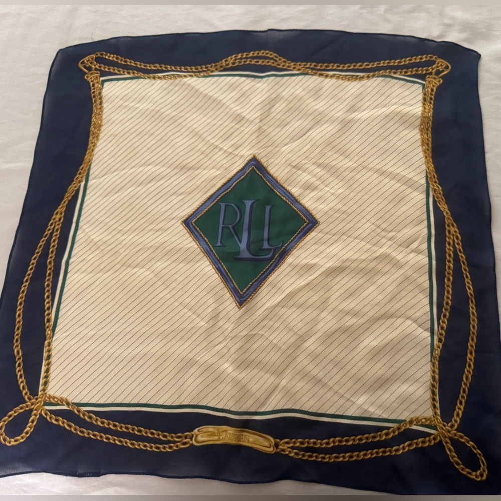 Ralph Lauren Navy and Cream Scarf